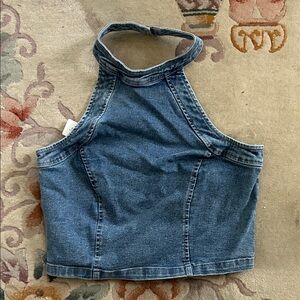 TiminG Denim Halter Crop Top NWT Size Large
